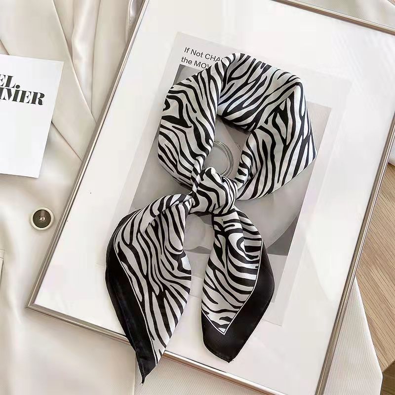 Ascot Neck Scarf - Yeni moda Zebra baskılı kare eşarp